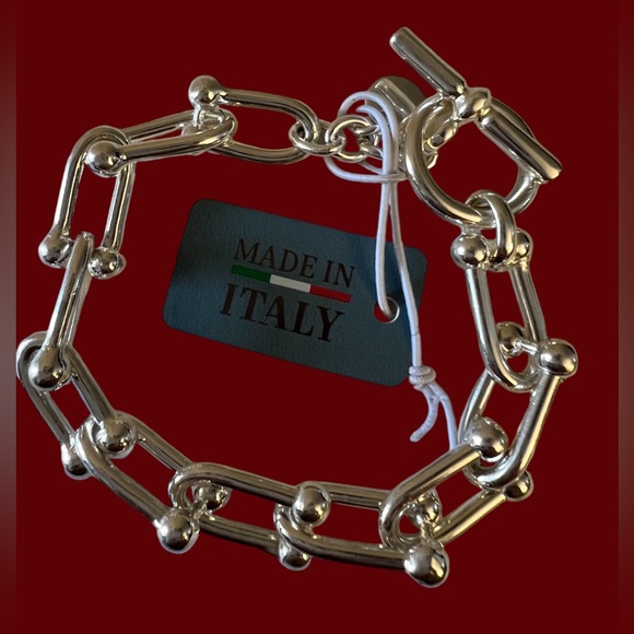 MIA Fiore Bracelet Dyadema U Link Sterling Silver Plated Bronze Italy New - Picture 6 of 15